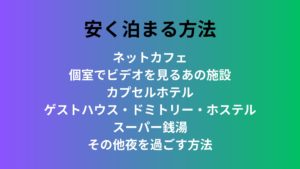 【ホテル以外】安く泊まる・夜を過ごす7つの方法：とにかく節約したい人へ